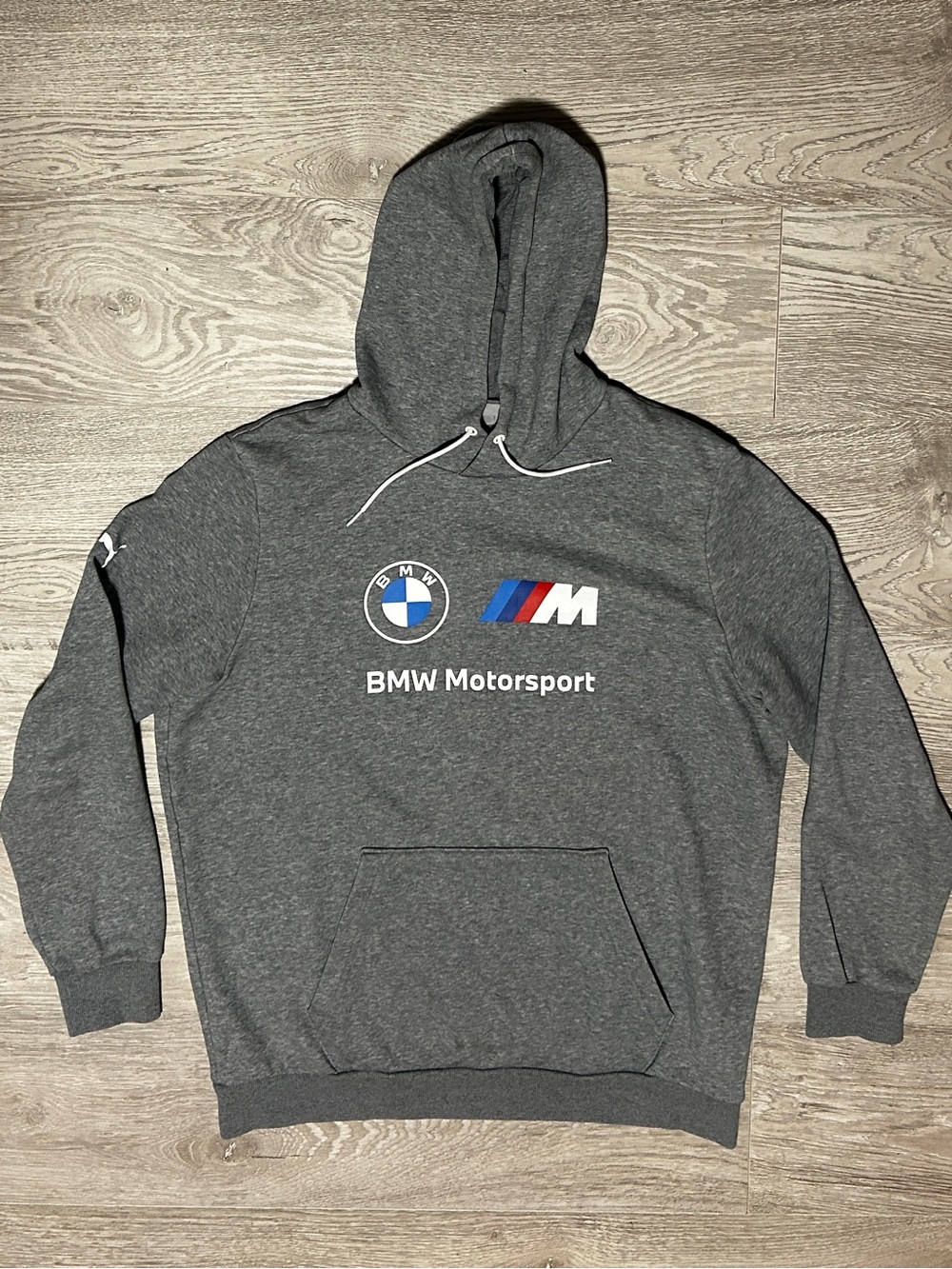 BMW Motorsport Puma Charcoal Gray Hoodie with M Stripe Logo